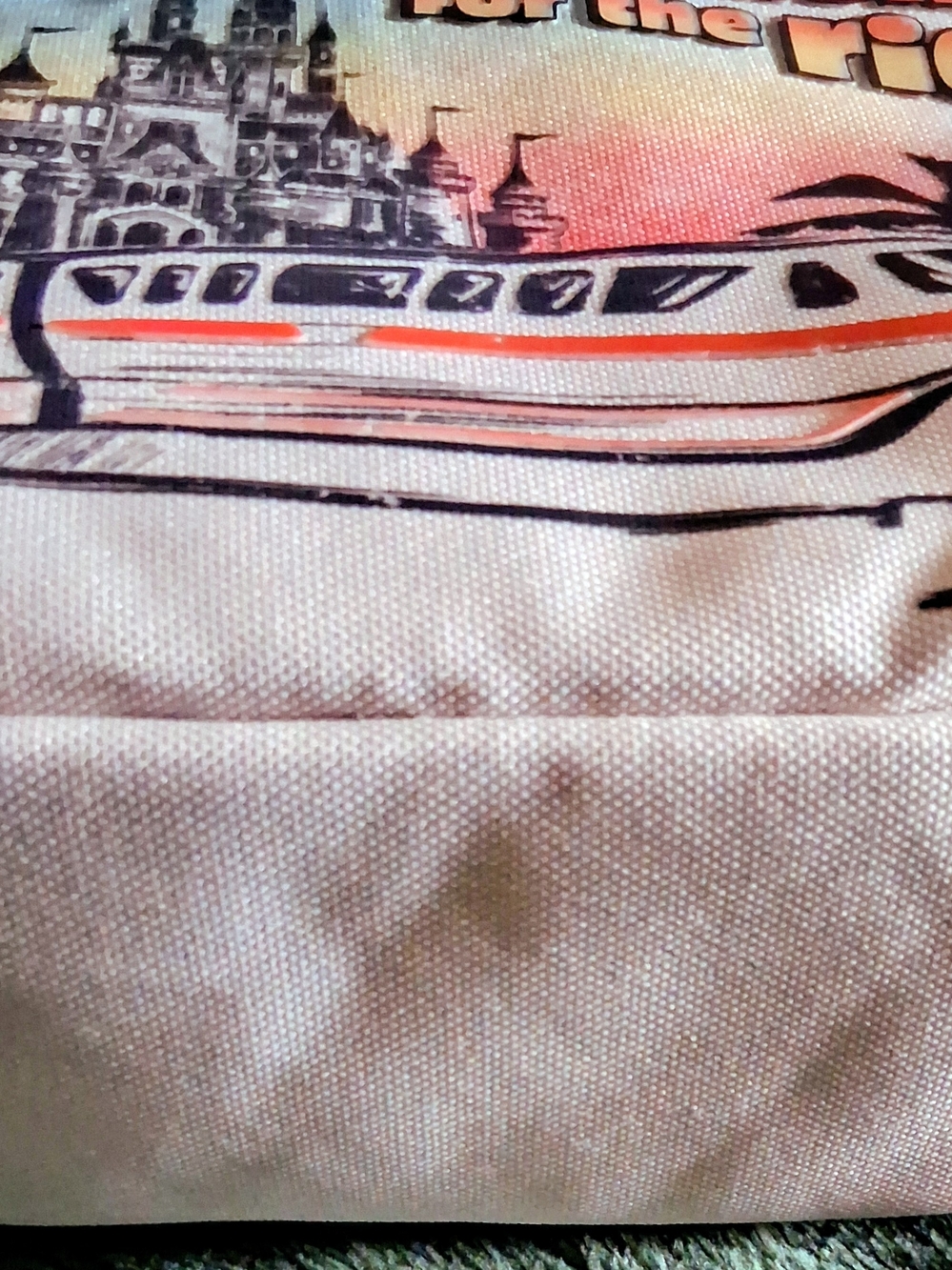 Just Along for the Ride Monorail Graphic Crossbody Bag - White & Orange - Picture 9 of 13